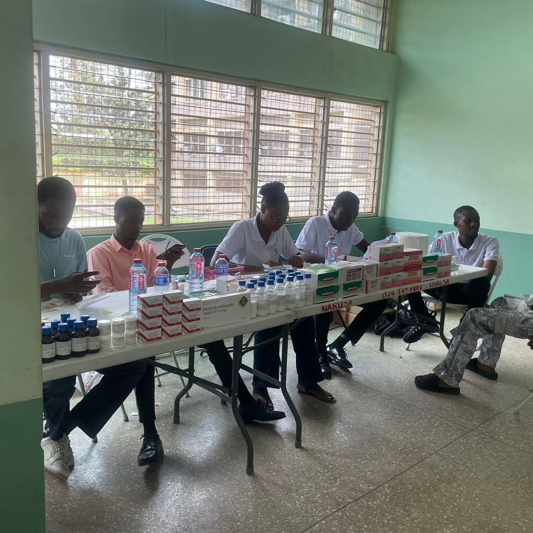 Dispensing medication after consultation.