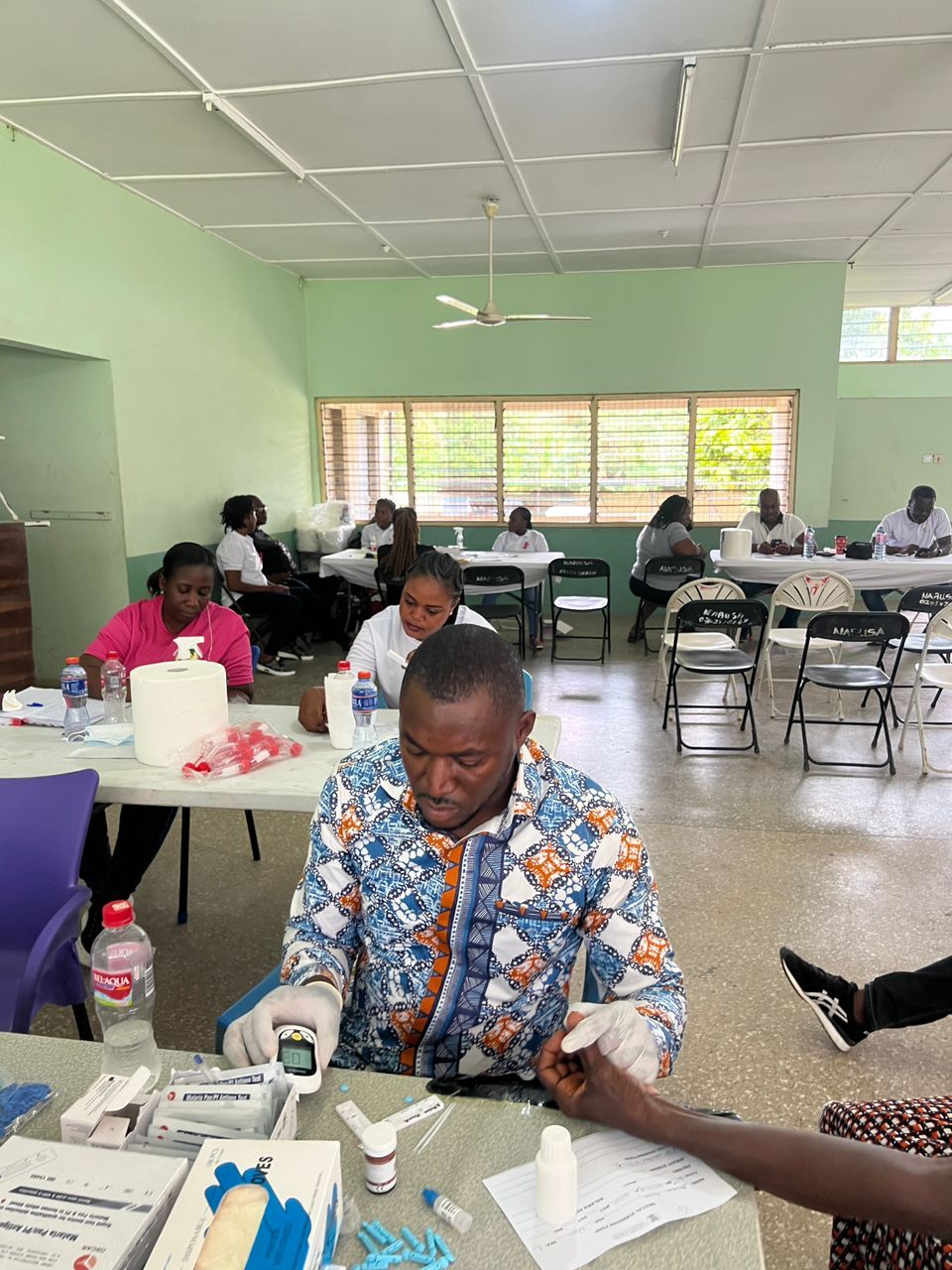Reviewing screening results with a participant.