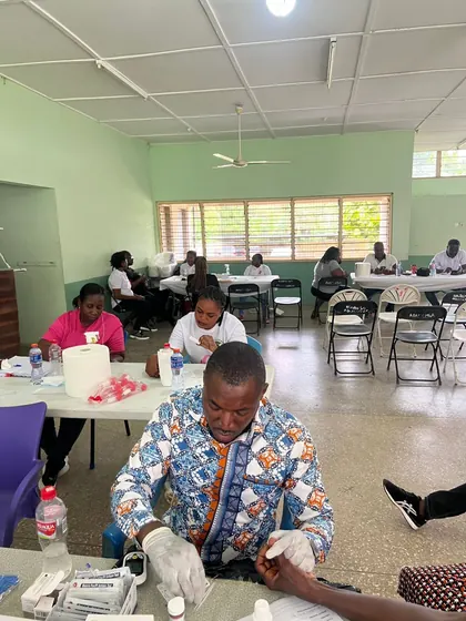 Valentine Golden Ghanem - Screening a community member, Agona Swedru, 2024.