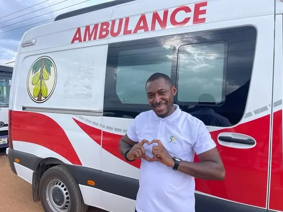 Valentine Golden Ghanem - Cocoa Clinic ambulance on site, Kofikrom, Koforidua, 2023.